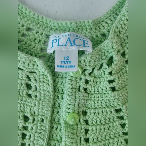 Girl's Green Knit Sweater Size 12 Months The Children's Place - Picture 2 of 3